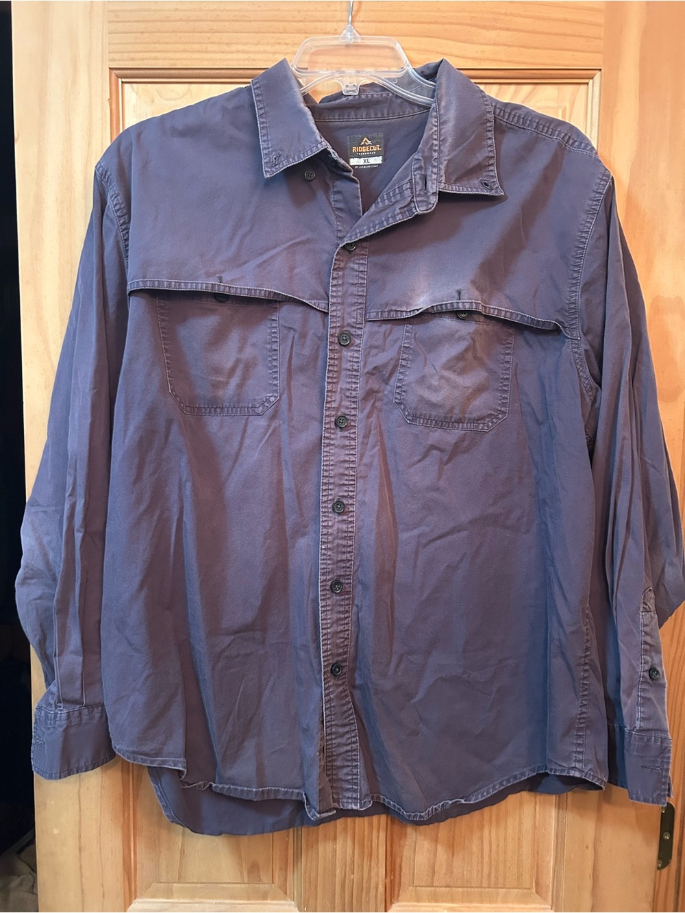 Ridgecut Toughwear Men’s Gray Long Sleeve Button Down Work Shirt Size XL GUC